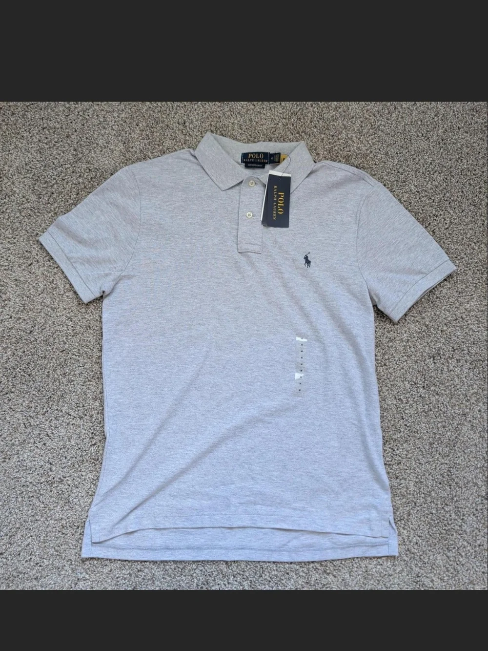 Ralph Lauren Light Gray Polo Shirt with Navy Pony